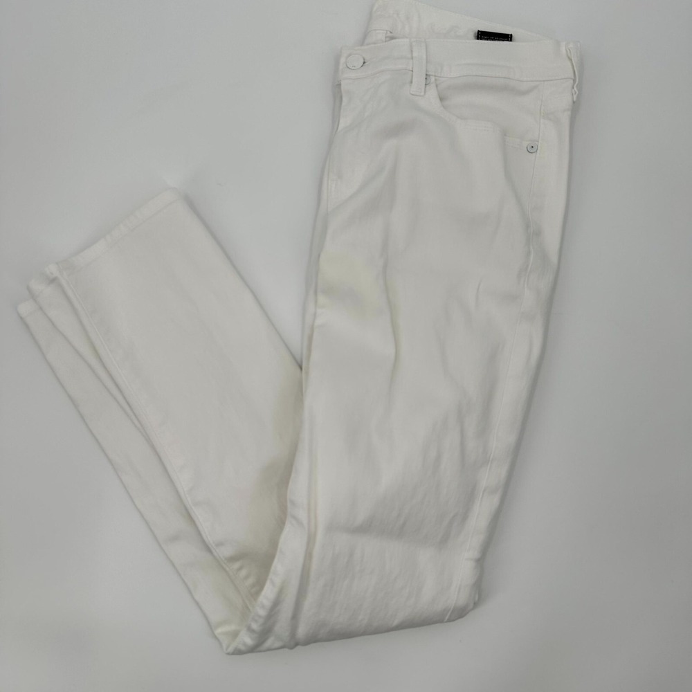 7 For All Mankind Jeans Womens 31 White Denim Straight Leg Light Wash Stretch